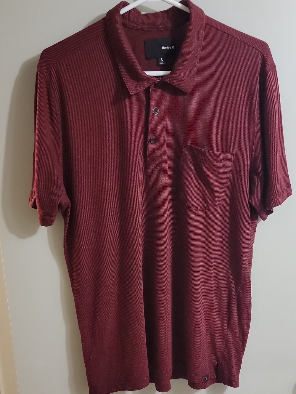 ⭐️ Hurley Men's Burgundy Polo with Chest Pocket